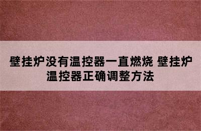 壁挂炉没有温控器一直燃烧 壁挂炉温控器正确调整方法